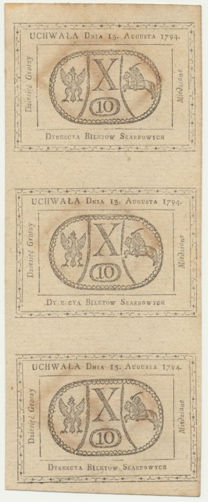 10 groszy 1794 nierozcięte 3 sztuki = ZŁOTÓWKA obrachunkowa