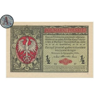 1/2 marki 1916 - Jenerał - A - numerator wiśniowy
