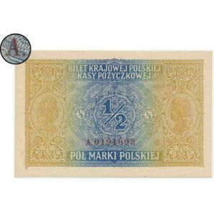 1/2 marki 1916 - Jenerał - A - numerator wiśniowy