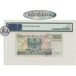 100 złotych 1994 - AA 0004444 - PMG 66 EPQ - niski ładny numer