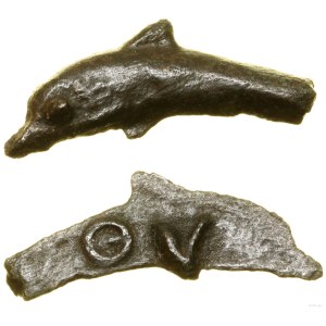 Greece and post-Hellenistic, dolphin-shaped bronze, (6th to 5th century B.C.)