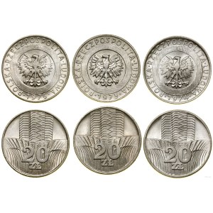 Poland, set: 3 x 20 gold, 1973, 1974, 1976, Warsaw