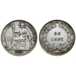 French Indochina, 50 cents, 1936, Paris