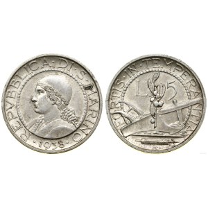 San Marino, 5 lira, 1938 R, Rome