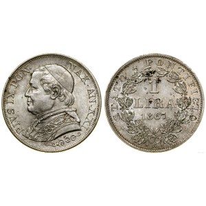Vatican City (Church State), 1 lira, 1867 R, Rome