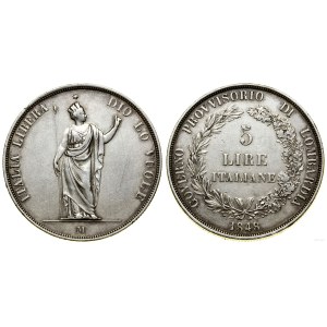 Włochy, 5 lirów (scudo), 1848 M, Mediolan