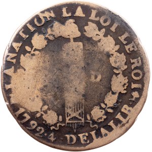 France, 12 Deniers 1792, T, Nantes