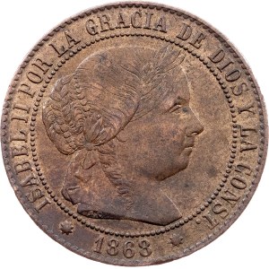 Spain, 2 1/2 Centimos de Escudo 1868, OM, Barcelona
