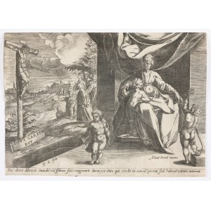 Gerard De Jode, Personification of Caritas and Christ on the Cross, 2nd half of the 16th century.