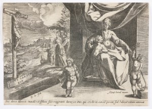 Gerard De Jode, Personifikacja Caritas i Chrystus na krzyżu, 2. połowa XVI w.