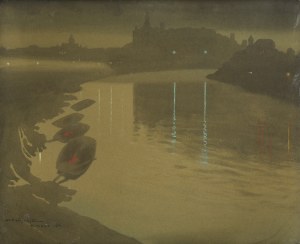 Stanisław Ignacy Poraj FABIJAŃSKI (1865-1947), Kraków - Zakole Wisły nocą, 1916