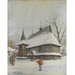 Franciszek REMBERTOWSKI (1877-1952), Drewniany kościółek zimą