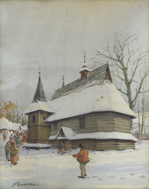 Franciszek REMBERTOWSKI (1877-1952), Drewniany kościółek zimą