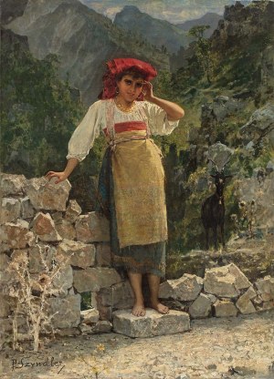 Pantaleon Szyndler (1846-1905), Szczęśliwa pasterka z Picinisco w okolicach Neapolu, przed 1883