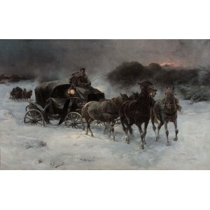 Jan Konarski (1850-1918), Journey in the Winter Evening
