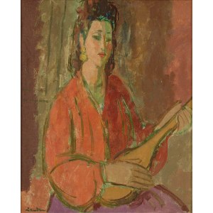 Zygmunt Landau (1898-1962), Portret kobiety z mandoliną