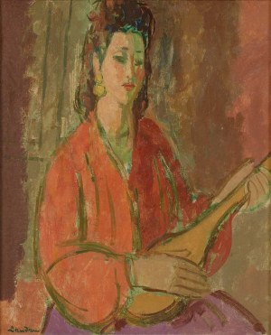 Zygmunt Landau (1898-1962), Portret kobiety z mandoliną