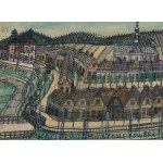 Nikifor Krynicki (1895-1968), Town in a Beskid landscape, 1930s.