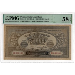 250,000 Polish Marks, 1923, BN series - PMG 58 EPQ