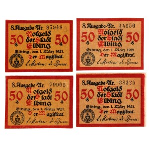 Elbląg (Elbing), 50 Pfennig 1921 - zestaw 4 sztuk