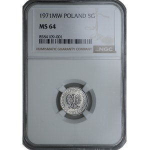 5 groszy 1971 - NGC MS 64