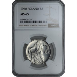 5 złotych 1960, Rybak - NGC MS 65