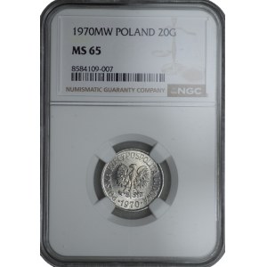 20 haléřů 1970 - NGC MS 65