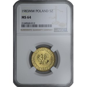 5 oro 1983 - NGC MS 64