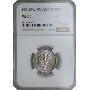 1 złoty 1991 - NGC MS 65