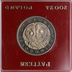 NIKIEL SAMPLE, 200 zlotych 1986, Sowa