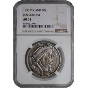 10 gold 1933, Sobieski - NGC AU 58