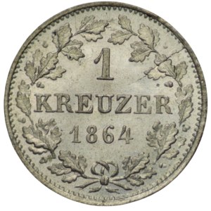 Niemcy, Hessen-Darmstadt, 1 kreuzer 1864
