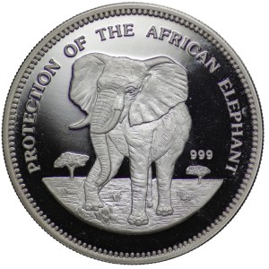 Equatorial Guinea, 7000 Francs 1993 Elephant, mintage of 3000 pcs.