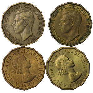 Great Britain, 3 Pence - set of 4 pieces