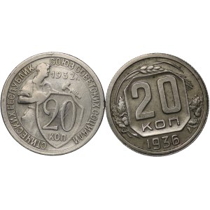 Rosja, 20 kopiejek 1932 i 1936 - zestaw 2 sztuk