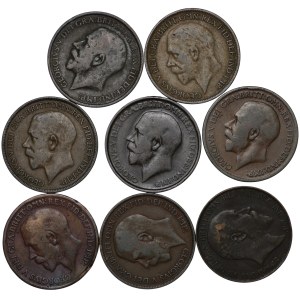 Wielka Brytania, 1 Penny - zestaw 8 sztuk