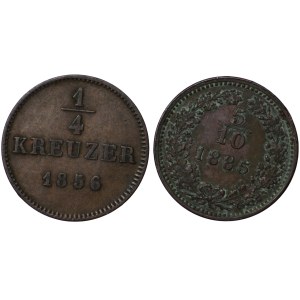 Austria, 1/4 Kreuzer 1856, 5⁄10 Kreuzer 1888 - zestaw 2 sztuk