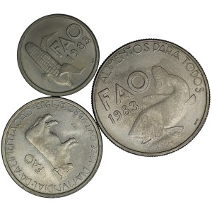 Portugalia, 2,5 Escudos, 5 Escudos, 25 Escudos 1983, FAO - zestaw 3 sztuk