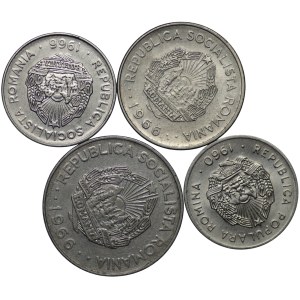 Rumunia, 2 x 25 Bani (1960,1966), 1 Leu 1966, 3 Lei 1966 - zestaw 4 sztuk