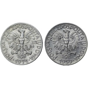 5 zlatých 1959 a 1971, Rybář - sada 2 kusů