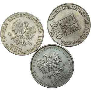 2 x 200 zlatých, 1000 zlatých 1982 - sada 3 kusů, stříbro