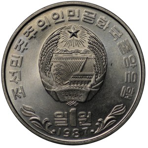 North Korea, 1 won, 1987