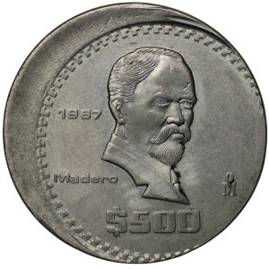 Meksyk, 500 pesos 1987 - niecentrycznie wybite
