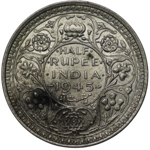India, 1/2 rupee 1945