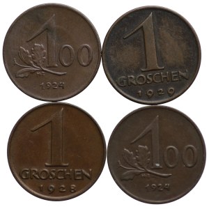 Autriche, 1 groschen - ensemble de 4 pièces