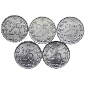 Czechoslovakia, 25 haleru - set of 5 pieces