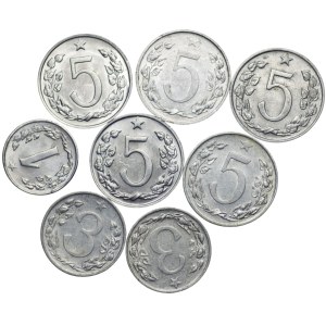Czechoslovakia, 1,3,5 haleru - set of 8 pieces