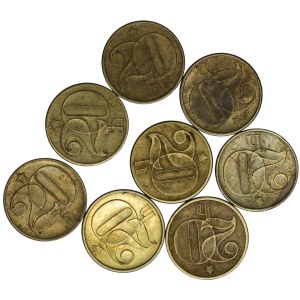 Czechosłowacja, 20 haleru - zestaw 8 sztuk