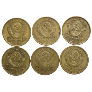 Russia/USSR, 3 kopecks - set of 6 pieces