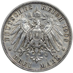 Niemcy, Królestwo Prus, Wilhelm II, 3 Marki Berlin 1909 A